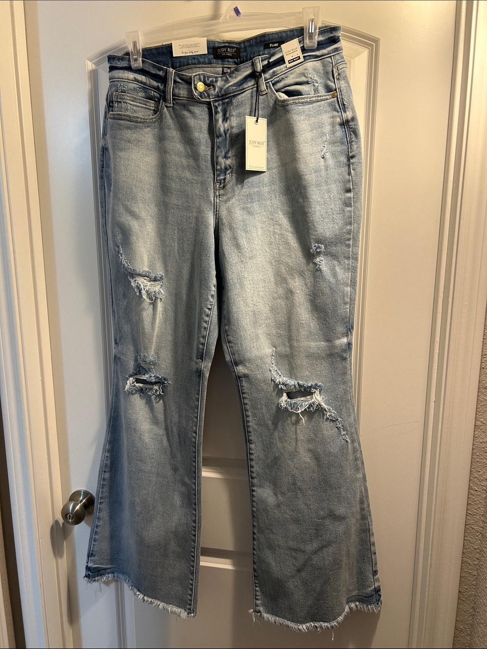 Judy Blue Light Blue Distressed Flare Jeans
